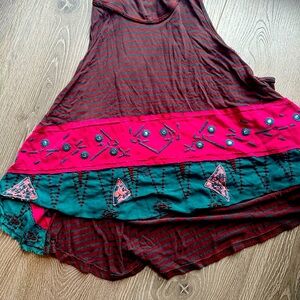 Free People Striped Sleeveless Top with Embroidered Accents